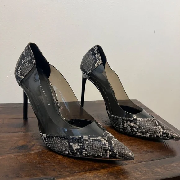 Zara Animal Print and Sheer Pointed Toe Heel Size 10.5 - Picture 3 of 10